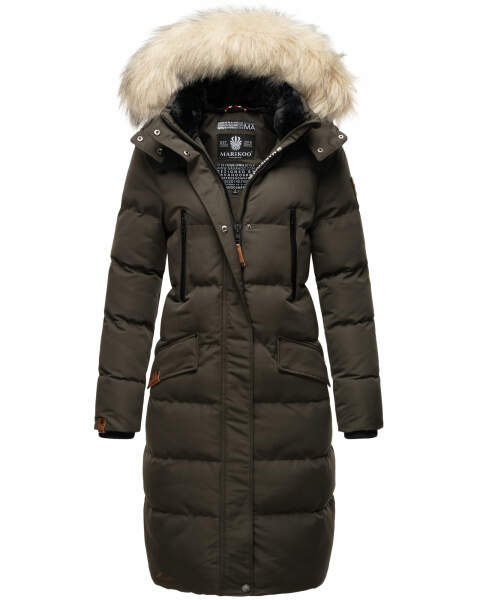 Marikoo Schneesternchen ladies long winter hooded quilted jacket Anthr.-Gr.M