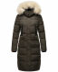 Marikoo Schneesternchen Damen lange Winter Steppjacke mit Kapuze Anthrazit XL - Gr. 42