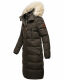 Marikoo Schneesternchen Damen lange Winter Steppjacke mit Kapuze Anthrazit XL - Gr. 42