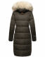 Marikoo Schneesternchen Damen lange Winter Steppjacke mit Kapuze Anthrazit XL - Gr. 42