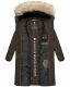 Marikoo Schneesternchen Damen lange Winter Steppjacke mit Kapuze Anthrazit XL - Gr. 42