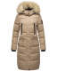 Marikoo Schneesternchen ladies long winter hooded quilted jacket Taupe-Gr.XS