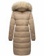 Marikoo Schneesternchen Damen lange Winter Steppjacke mit Kapuze Taupe XS - Gr. 34