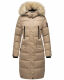 Marikoo Schneesternchen Damen lange Winter Steppjacke mit Kapuze Taupe M - Gr. 38