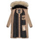 Marikoo Schneesternchen Damen lange Winter Steppjacke mit Kapuze Taupe L - Gr. 40