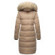Marikoo Schneesternchen Damen lange Winter Steppjacke mit Kapuze Taupe L - Gr. 40
