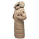 Marikoo Schneesternchen Damen lange Winter Steppjacke mit Kapuze Taupe L - Gr. 40