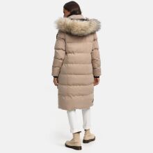 Marikoo Schneesternchen Damen lange Winter Steppjacke mit Kapuze Taupe XXL - Gr. 44