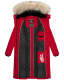 Marikoo Schneesternchen Damen lange Winter Steppjacke mit Kapuze Rot XL - Gr. 42