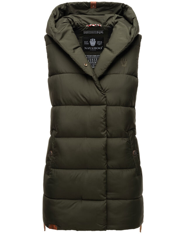 Navahoo Madilynaa Damen Winter Weste mit Steppung Dark Olive L - Gr. 40