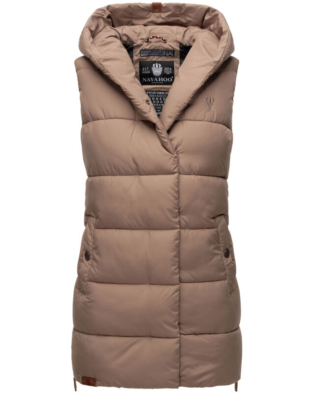 Navahoo Madilynaa Damen Winter Weste mit Steppung Dark Taupe L - Gr. 40