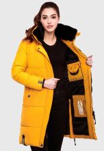 Marikoo Streliziaa Damen lange Winter Steppjacke Fellkragen