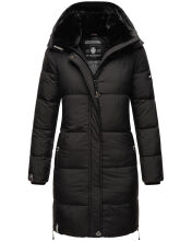 Marikoo Streliziaa ladies long winter quilted jacket fur collar Schwarz-Gr.XS