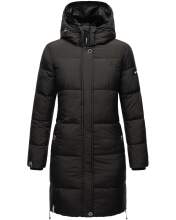 Marikoo Streliziaa ladies long winter quilted jacket fur collar Schwarz-Gr.S