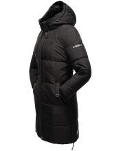 Marikoo Streliziaa ladies long winter quilted jacket fur collar Schwarz-Gr.L