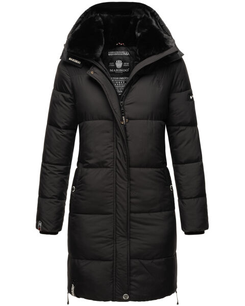 Marikoo Streliziaa ladies long winter quilted jacket fur collar Schwarz-Gr.XXL