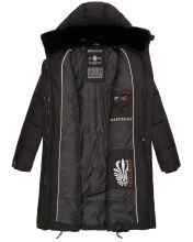 Marikoo Streliziaa ladies long winter quilted jacket fur collar Schwarz-Gr.XXL