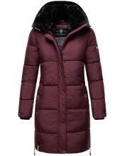 Marikoo Streliziaa ladies long winter quilted jacket fur collar Weinrot-Gr.XS