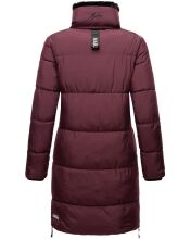 Marikoo Streliziaa ladies long winter quilted jacket fur collar Weinrot-Gr.XS
