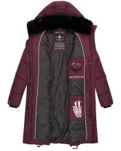 Marikoo Streliziaa ladies long winter quilted jacket fur collar Weinrot-Gr.XS
