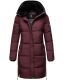 Marikoo Streliziaa Damen lange Winter Steppjacke Fellkragen Weinrot-Gr.XXL