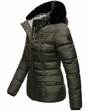 Marikoo Loveleen Damen Winter Steppjacke mit Teddyfell und Fellkragen