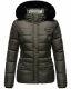 Marikoo Loveleen Damen Winter Steppjacke mit Teddyfell und Fellkragen