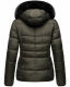 Marikoo Loveleen Damen Winter Steppjacke mit Teddyfell und Fellkragen