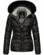Marikoo Loveleen Damen Winter Steppjacke mit Teddyfell und Fellkragen Schwarz-Gr.XS