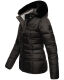 Marikoo Loveleen Damen Winter Steppjacke mit Teddyfell und Fellkragen Schwarz-Gr.XS