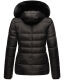 Marikoo Loveleen Damen Winter Steppjacke mit Teddyfell und Fellkragen Schwarz-Gr.XS