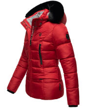 Marikoo Loveleen Damen Winter Steppjacke mit Teddyfell und Fellkragen Rot-Gr.XS