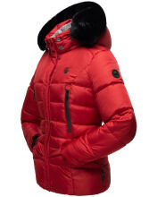 Marikoo Loveleen Damen Winter Steppjacke mit Teddyfell und Fellkragen Rot-Gr.XS