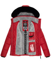 Marikoo Loveleen Damen Winter Steppjacke mit Teddyfell und Fellkragen Rot-Gr.XS