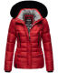 Marikoo Loveleen Damen Winter Steppjacke mit Teddyfell und Fellkragen Rot-Gr.XS