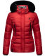 Marikoo Loveleen Damen Winter Steppjacke mit Teddyfell und Fellkragen Rot-Gr.XS