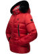 Marikoo Loveleen Damen Winter Steppjacke mit Teddyfell und Fellkragen Rot-Gr.XS