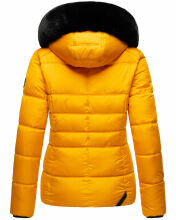 Marikoo Loveleen Damen Winter Steppjacke mit Teddyfell und Fellkragen Gelb-Gr.XS