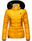 Marikoo Loveleen Damen Winter Steppjacke mit Teddyfell und Fellkragen Gelb-Gr.XS