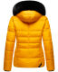 Marikoo Loveleen Damen Winter Steppjacke mit Teddyfell und Fellkragen Gelb-Gr.XS