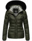 Marikoo Loveleen Damen Winter Steppjacke mit Teddyfell und Fellkragen Olive-Gr.XS