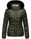 Marikoo Loveleen Damen Winter Steppjacke mit Teddyfell und Fellkragen Olive-Gr.XS