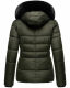 Marikoo Loveleen Damen Winter Steppjacke mit Teddyfell und Fellkragen Olive-Gr.XS