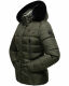 Marikoo Loveleen Damen Winter Steppjacke mit Teddyfell und Fellkragen Olive-Gr.XS