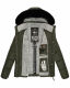 Marikoo Loveleen Damen Winter Steppjacke mit Teddyfell und Fellkragen Olive-Gr.XS