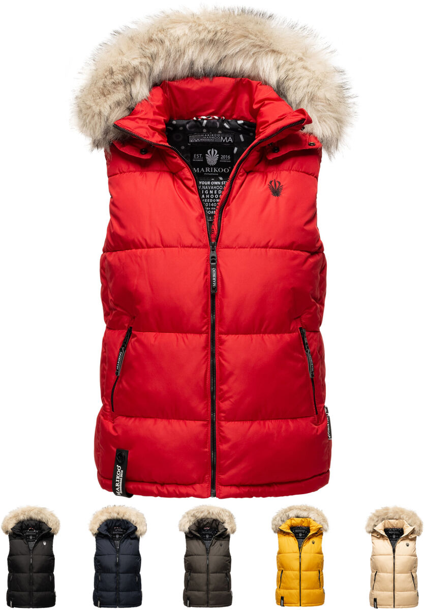 Marikoo Eisflöckchen Damen Winter Steppweste mit Fellkragen, 89,95 €