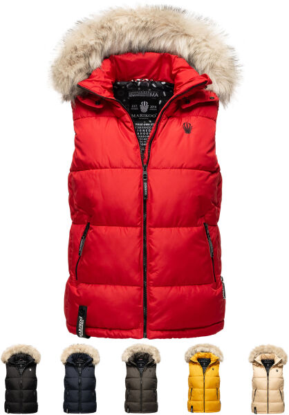 Marikoo Eisflöckchen ladies winter quilted vest with fur collar