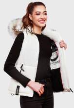 Marikoo Eisfl&ouml;ckchen ladies winter quilted vest with fur collar