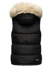 Marikoo Eisflöckchen ladies winter quilted vest with fur collar Schwarz-Gr.S