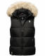 Marikoo Eisflöckchen ladies winter quilted vest with fur collar Schwarz-Gr.S